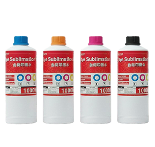 Sublimation and eco solvent inks. available colors are Cyan, Magenta, Black, and Yellow.