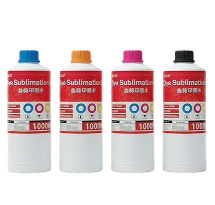 Sublimation and eco solvent inks. available colors are Cyan, Magenta, Black, and Yellow.